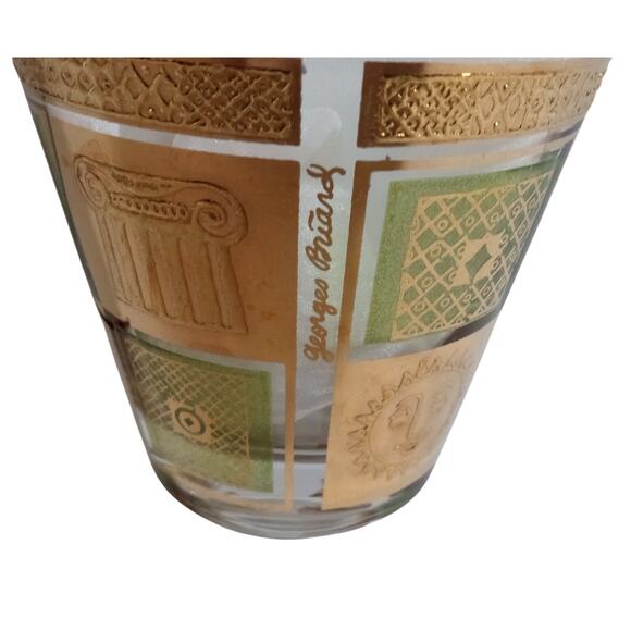 3 VTG Georges Briard Green 22K Gold Celestial Rocks Tumbler Glasses Greco - Picture 12 of 12